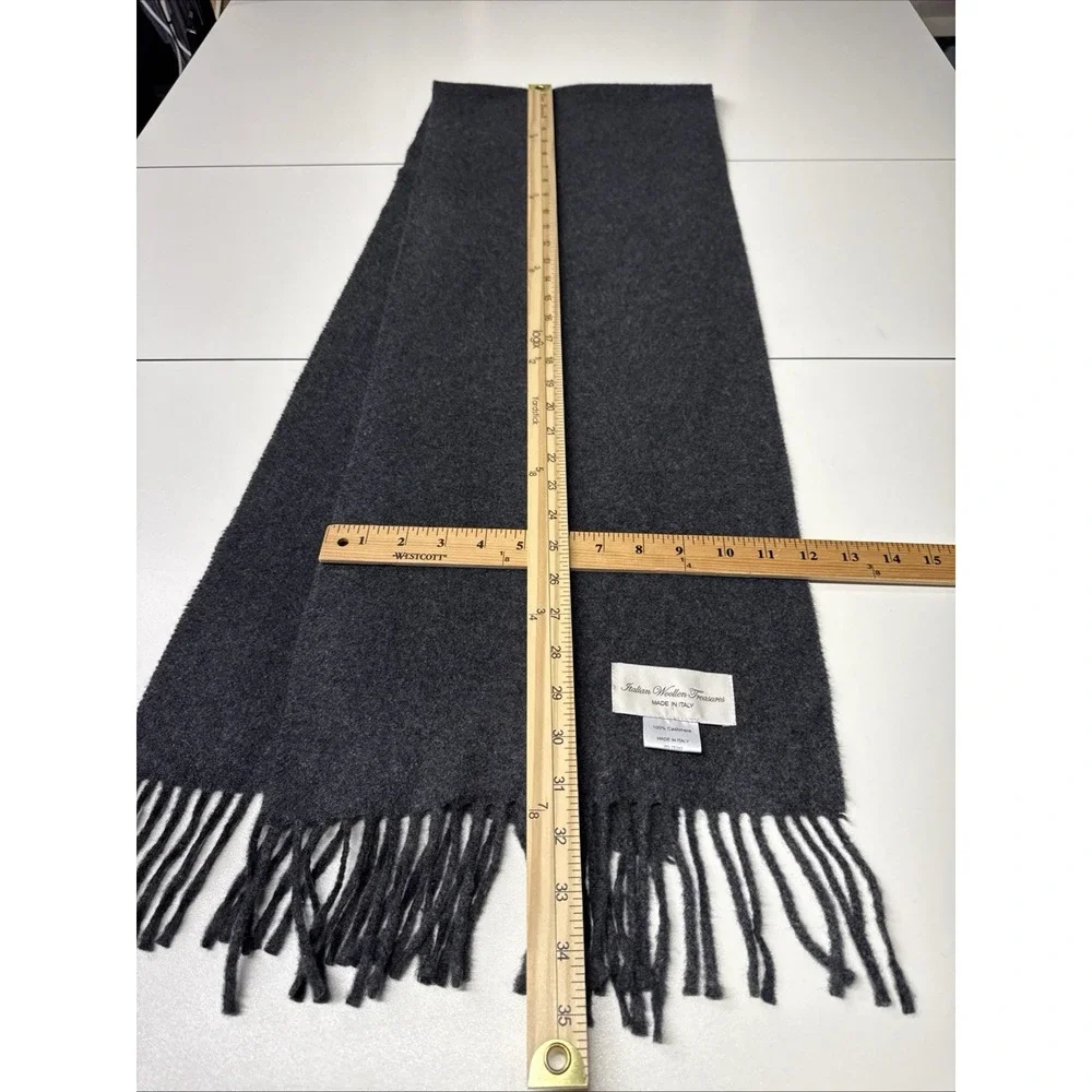 Italian Woollen Treasures 100% Cashmere Men's Scarf Gray 12x63